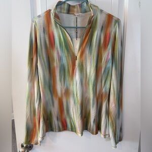 CALIA Filtered Flora Quarter Zip Medium NWT Tie Dye Athletic Pullover UV Top